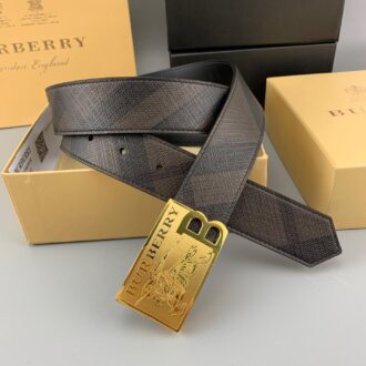 Thắt lưng nam Burberry siêu cấp khóa vuông vàng họa tiết ngựa