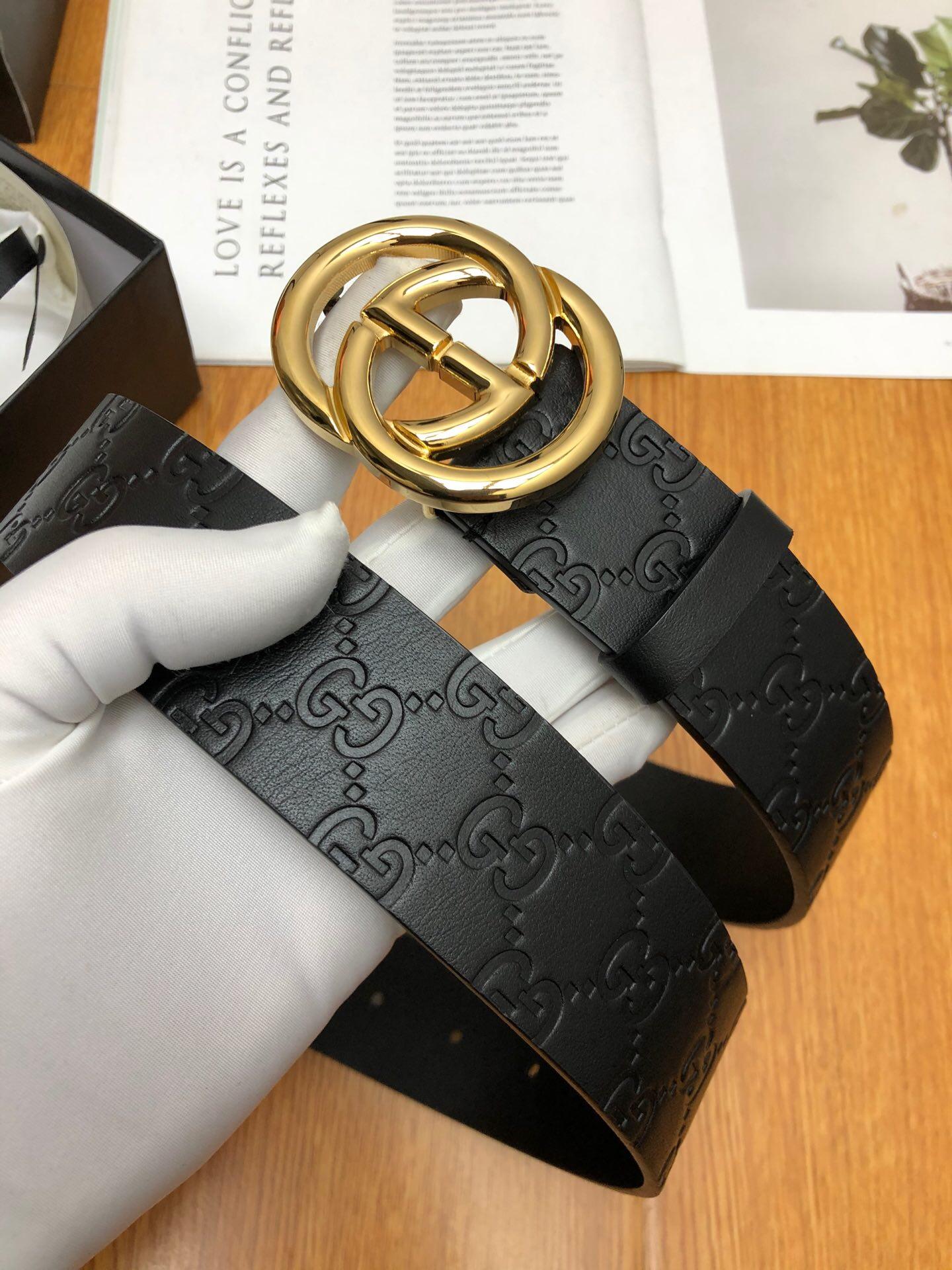 Thắt lưng nam Gucci siêu cấp da dập khóa logo tròn TLGC58