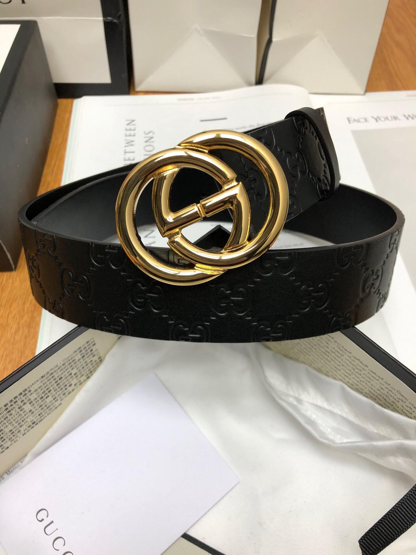 Thắt lưng nam Gucci siêu cấp da dập khóa logo tròn TLGC58