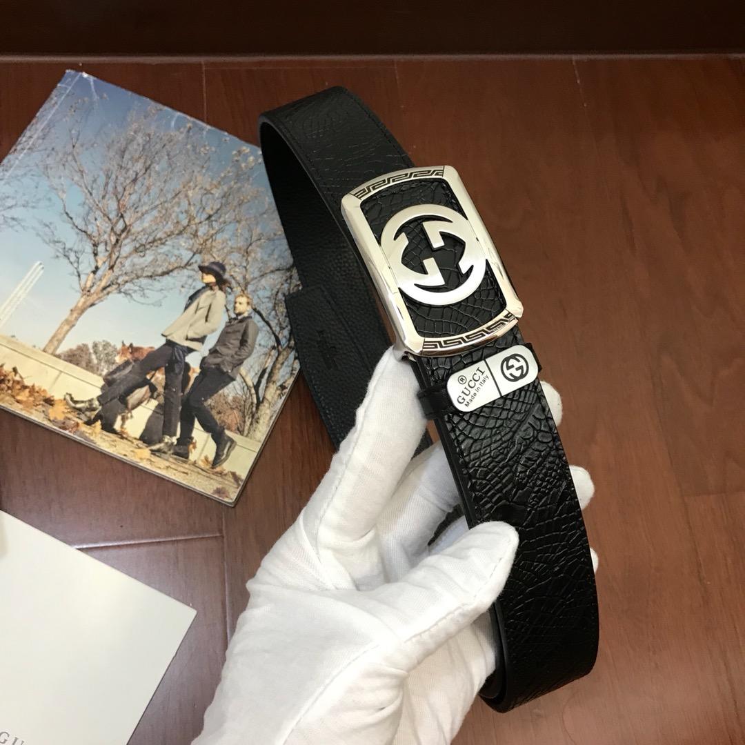 Thắt lưng nam Gucci siêu cấp da sần khóa vuông họa tiết logo