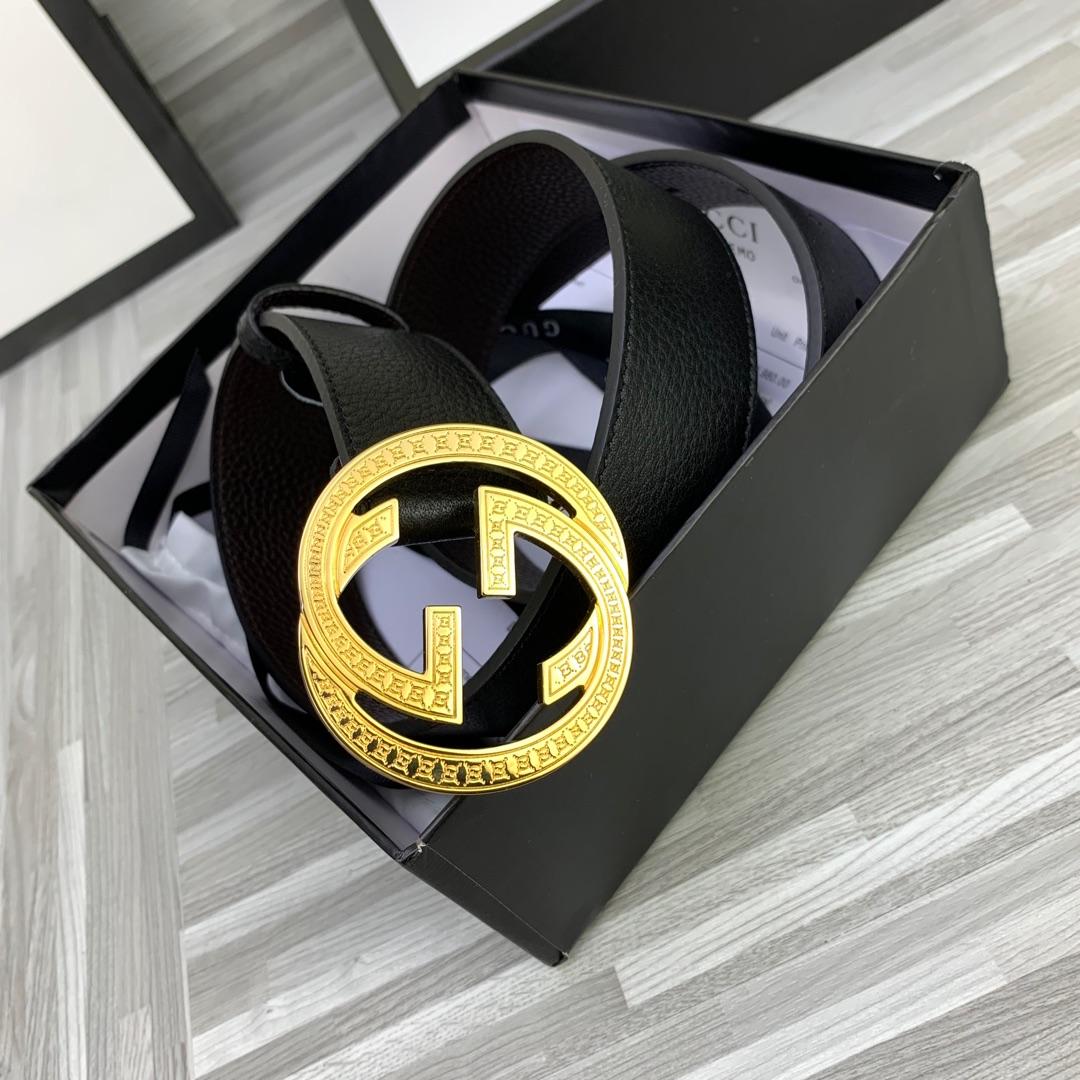 Thắt lưng nam Gucci siêu cấp dây da trơn mặt khóa logo vàng