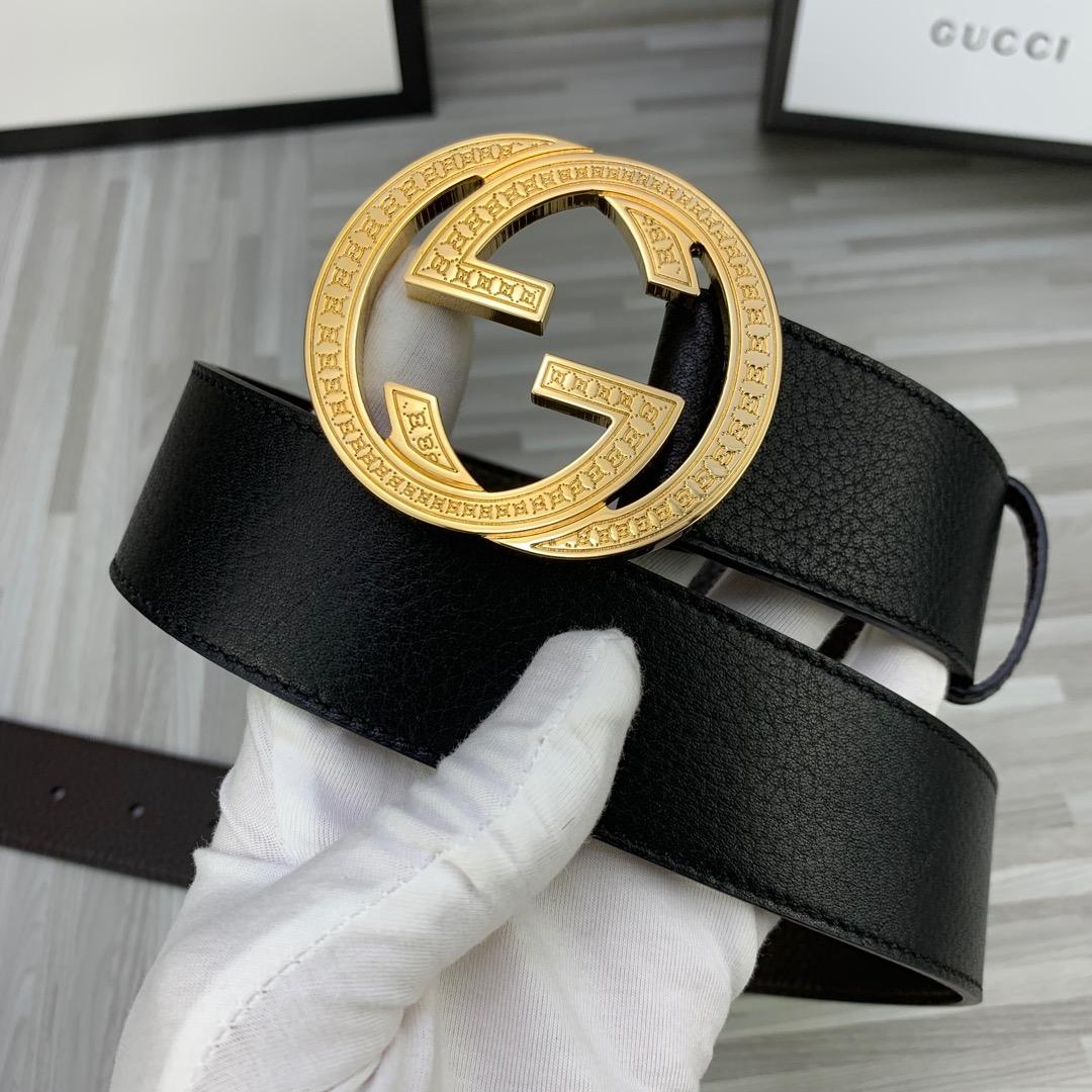 Thắt lưng nam Gucci siêu cấp dây da trơn mặt khóa logo vàng