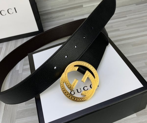 Thắt lưng nam Gucci siêu cấp dây da trơn mặt khóa logo vàng