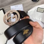 Thắt lưng nam Gucci like au dây đuôi ong khoá logo lồng tròn TLGC63