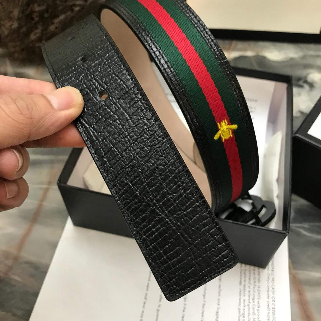 Thắt lưng nam Gucci siêu cấp dây họa tiết ong mặt khóa đen bạc