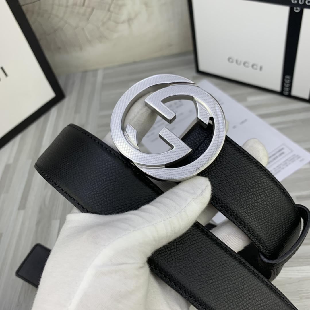 Thắt lưng nam Gucci siêu cấp họa tiết logo bạc 