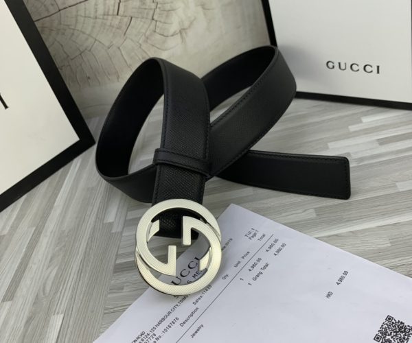Thắt lưng nam Gucci siêu cấp họa tiết logo bạc