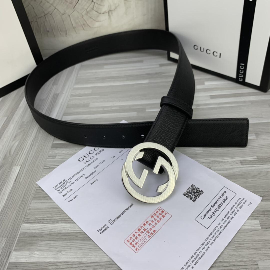 Thắt lưng nam Gucci siêu cấp họa tiết logo bạc 