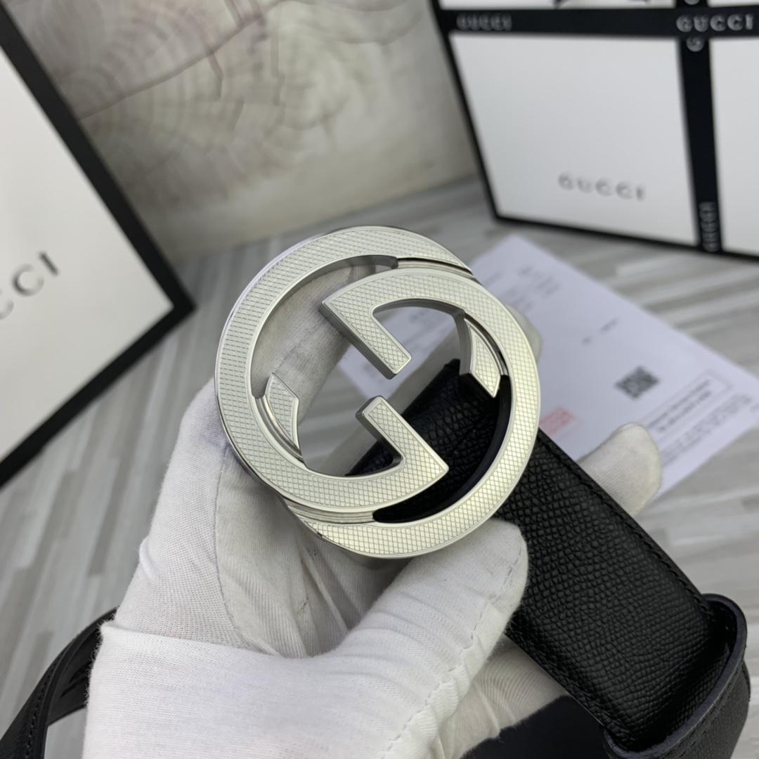 Thắt lưng nam Gucci siêu cấp họa tiết logo bạc 