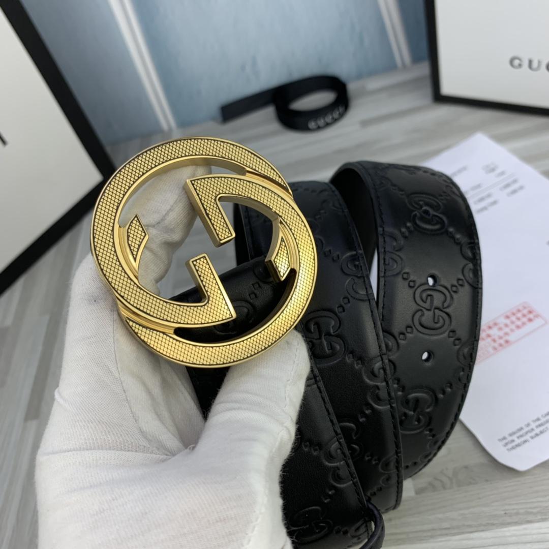 Thắt lưng nam Gucci siêu cấp logo hoa tiết kẻ đen