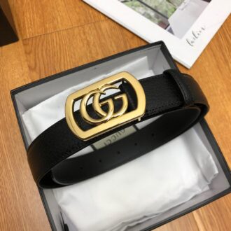 Thắt lưng nam Gucci siêu cấp mặt vuông họa tiết logo vàng