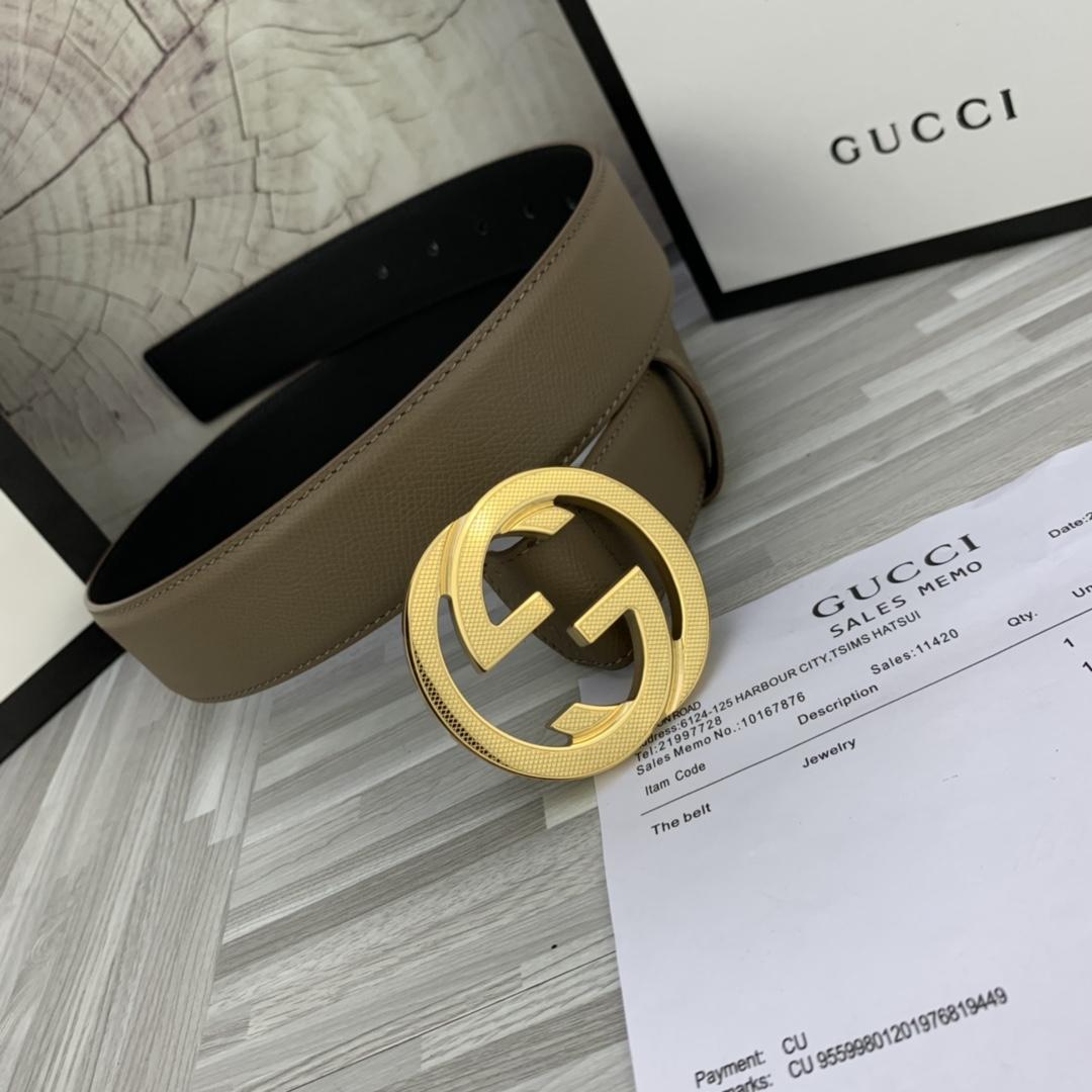 Thắt lưng nam Gucci siêu cấp nâu họa tiết logo vàng