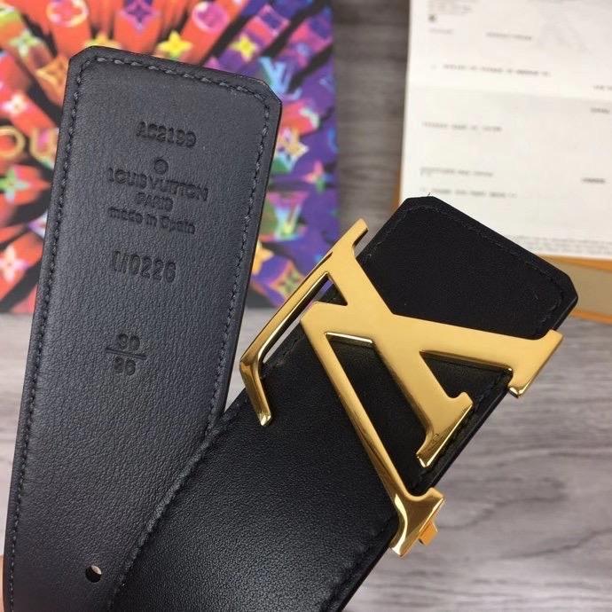 Thắt lưng nam Louis Vuitton da trơn mặt vàng TLLV66