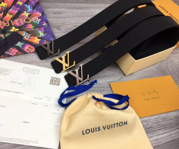 Thắt lưng nam Louis Vuitton da trơn mặt vàng TLLV66