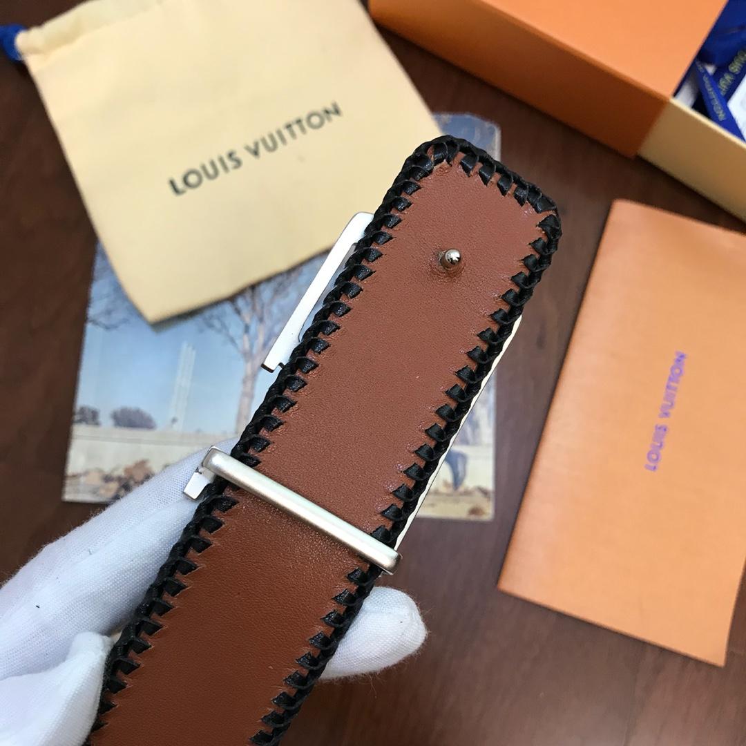 Thắt lưng nam Louis Vuitton siêu cấp da đen vân khóa kim