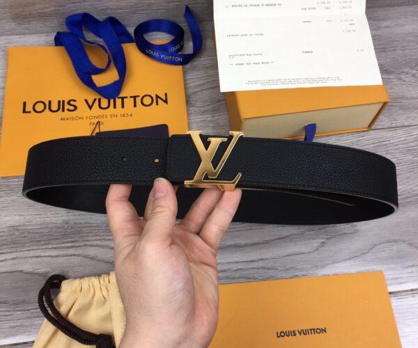 Thắt lưng nam Louis Vuitton siêu cấp da nhăn mặt khóa logo bóng TLLV51