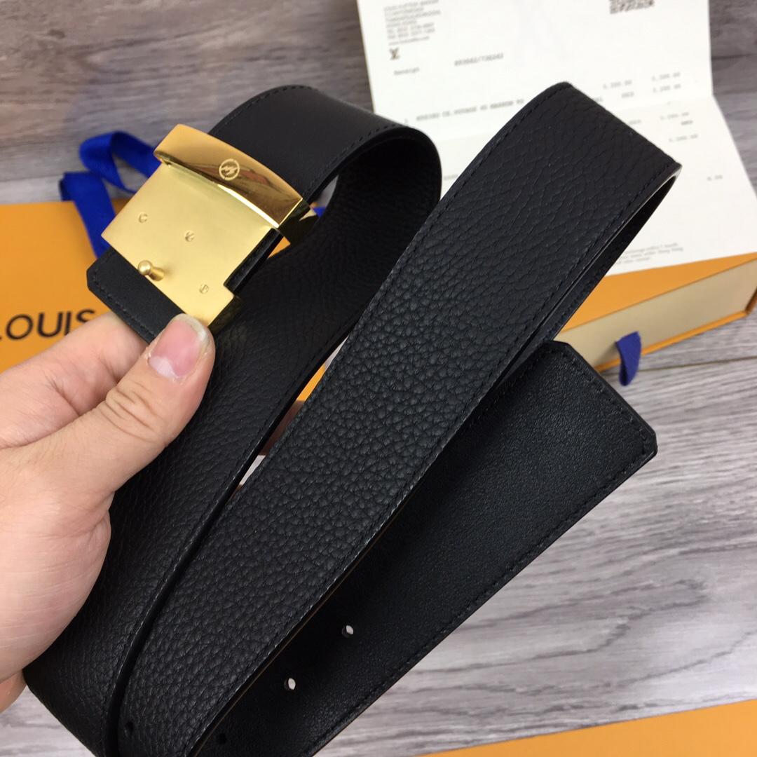 Thắt lưng nam Louis Vuitton siêu cấp da nhăn mặt khóa logo bóng TLLV51