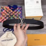 Thắt lưng nam Louis Vuitton like au da taiga khoá vuông lồng logo TLLV45