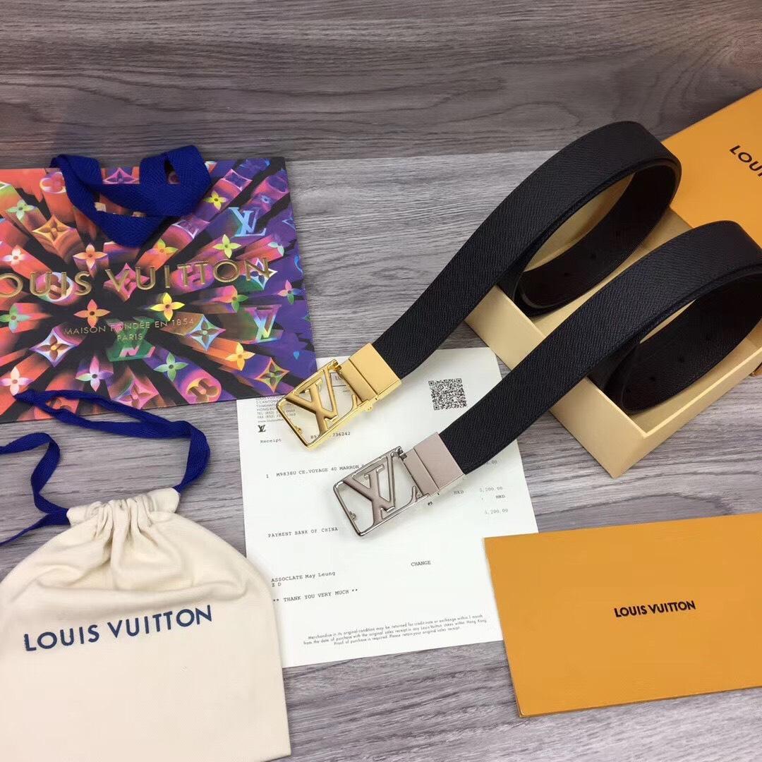 Thắt lưng nam Louis Vuitton like au da taiga khoá vuông lồng logo TLLV45
