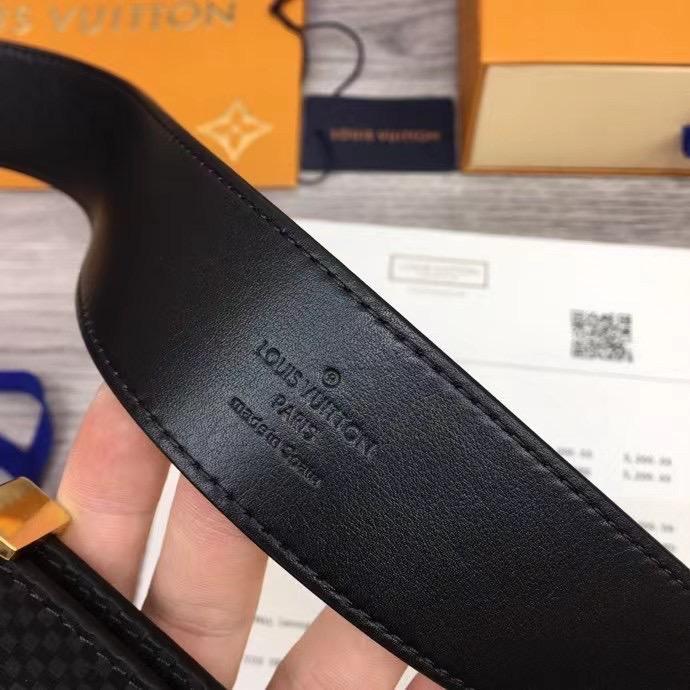 Thắt lưng nam Louis Vuitton siêu cấp dây caro hai mặt trắng đen khóa logo xương TLLV32