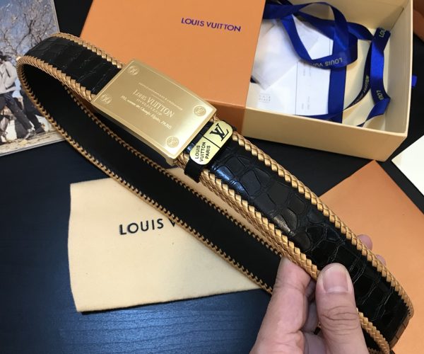 Thắt lưng nam Louis Vuitton siêu cấp dây viền hoa mặt khóa vuông