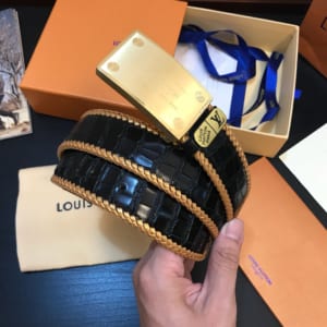 Thắt lưng nam Louis Vuitton siêu cấp dây viền hoa mặt khóa vuông