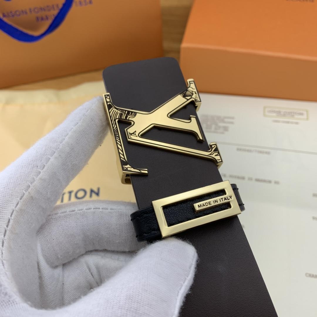 Thắt lưng nam Louis Vuitton siêu cấp dây tròn mặt khóa kẻ đen