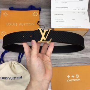 Thắt lưng nam Louis Vuitton siêu cấp dây vằn đen mặt khóa logo TLLV60