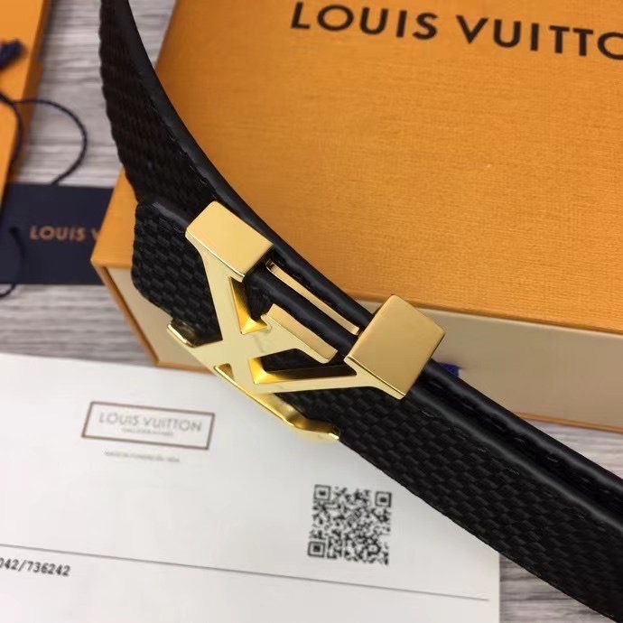 Thắt lưng nam Louis Vuitton siêu cấp dây vằn đen mặt khóa logo TLLV60