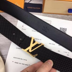 Thắt lưng nam Louis Vuitton siêu cấp dây vằn đen mặt khóa logo TLLV60