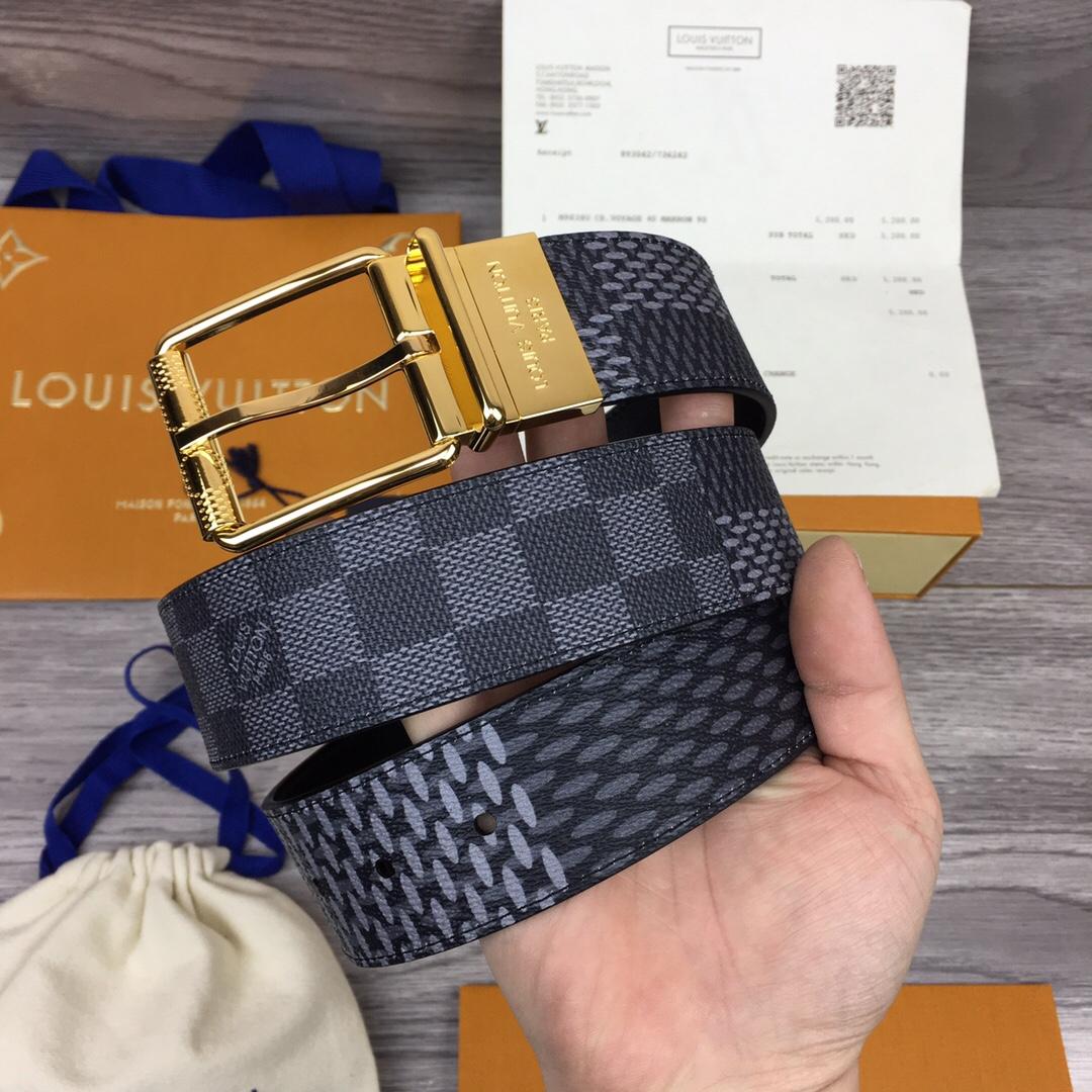 Thắt lưng nam Louis Vuitton like au hoạ tiết caro mới khoá kim TLLV35