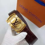 Thắt lưng nam Louis Vuitton siêu cấp mặt khóa logo Gold