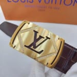 Thắt lưng nam Louis Vuitton siêu cấp mặt khóa logo Gold