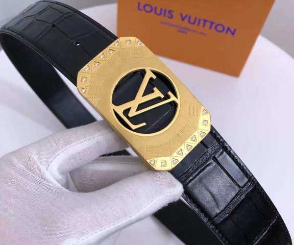 Thắt lưng nam Louis Vuitton siêu cấp mặt khóa viền đính đá