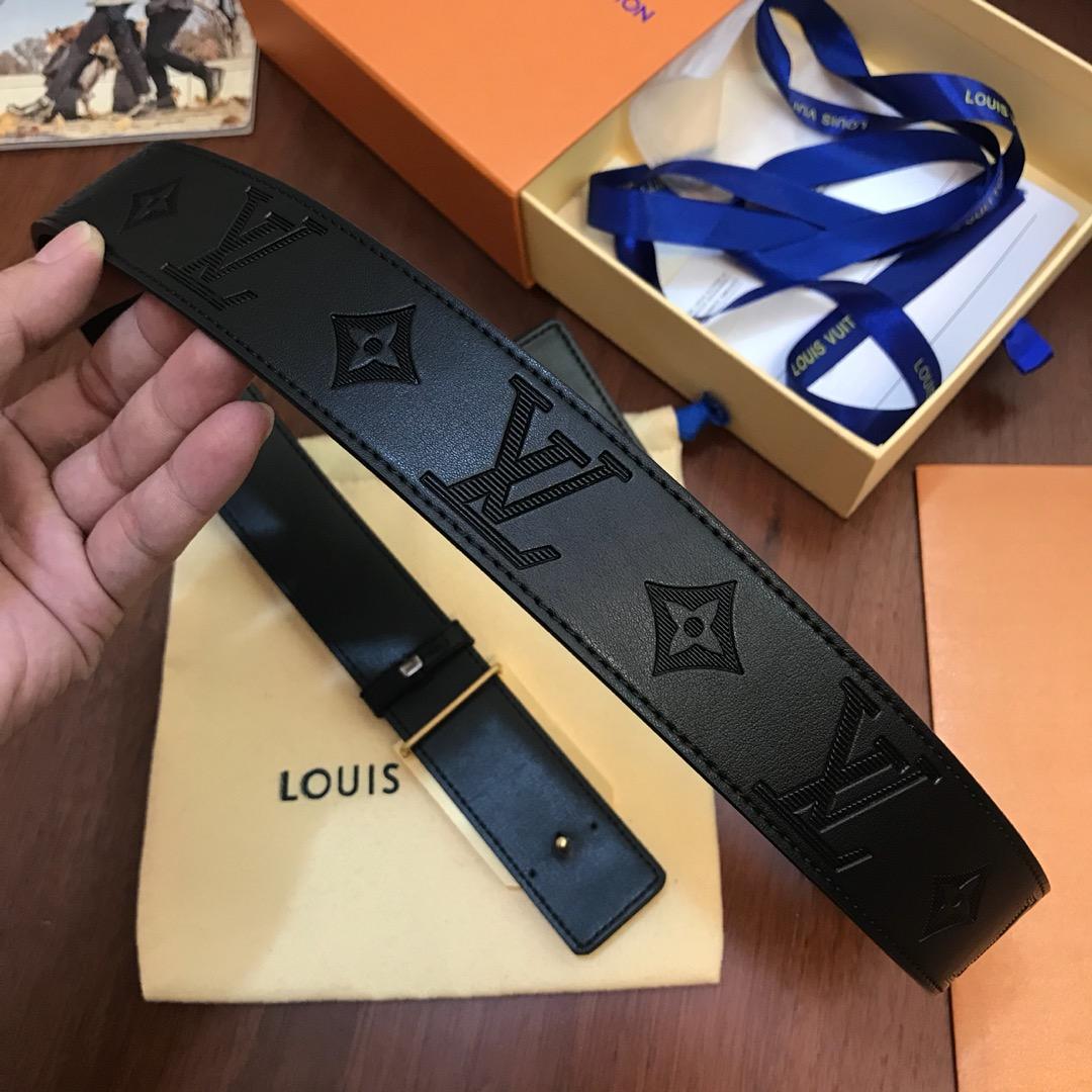 Thắt lưng nam Louis Vuitton siêu cấp mặt khóa vuông dây màu đen hoa