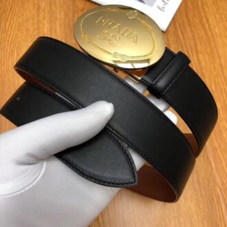 Thắt lưng nam Prada siêu cấp mặt gold hình elip