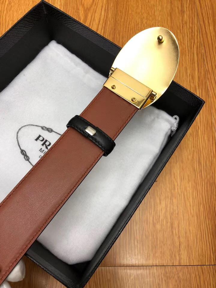 Thắt lưng nam Prada siêu cấp mặt gold hình elip 