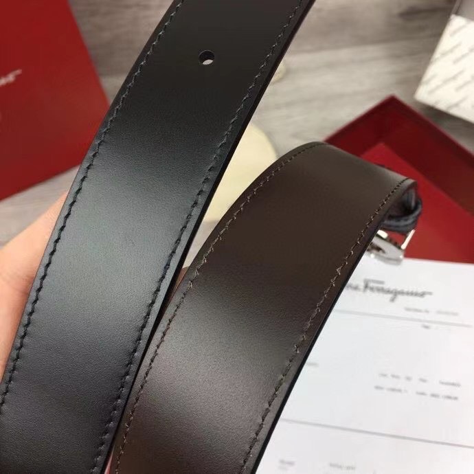 Thắt lưng nam Salvatore Ferragamo siêu cấp da trơn mặt khóa trắng bóng TLF37