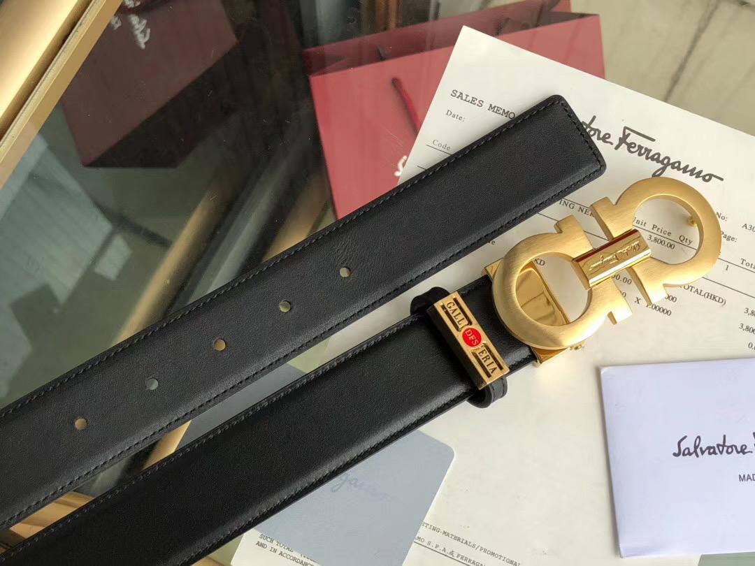 Thắt lưng nam Salvatore Ferragamo siêu cấp dây đen mặt khóa trơn 