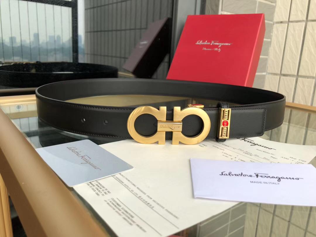 Thắt lưng nam Salvatore Ferragamo siêu cấp dây đen mặt khóa trơn 