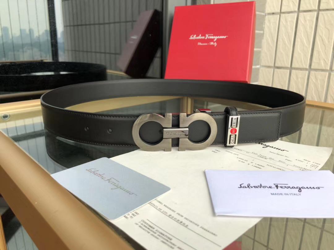 Thắt lưng nam Salvatore Ferragamo siêu cấp dây đen mặt khóa trơn 