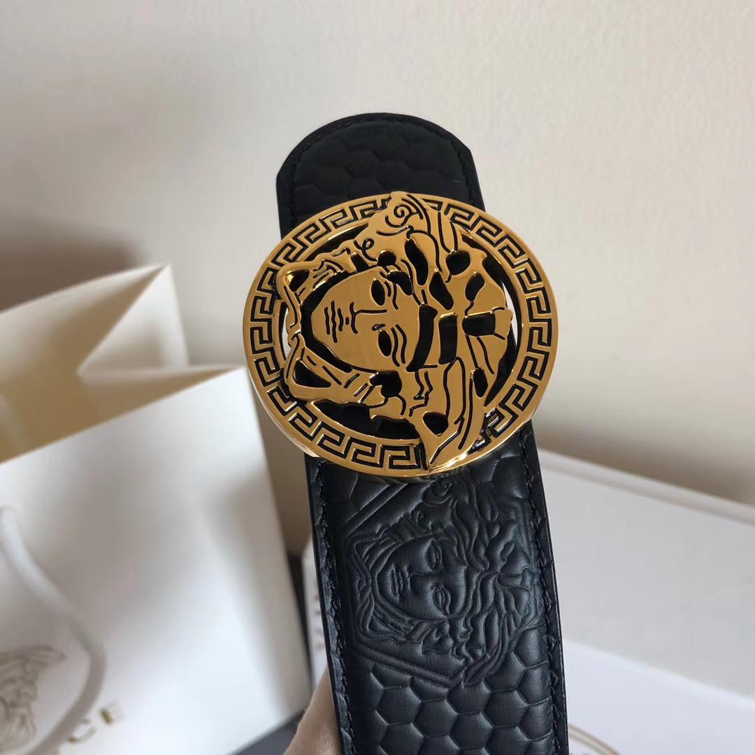 Thắt lưng nam Versace siêu cấp da sần khóa tròn mặt logo