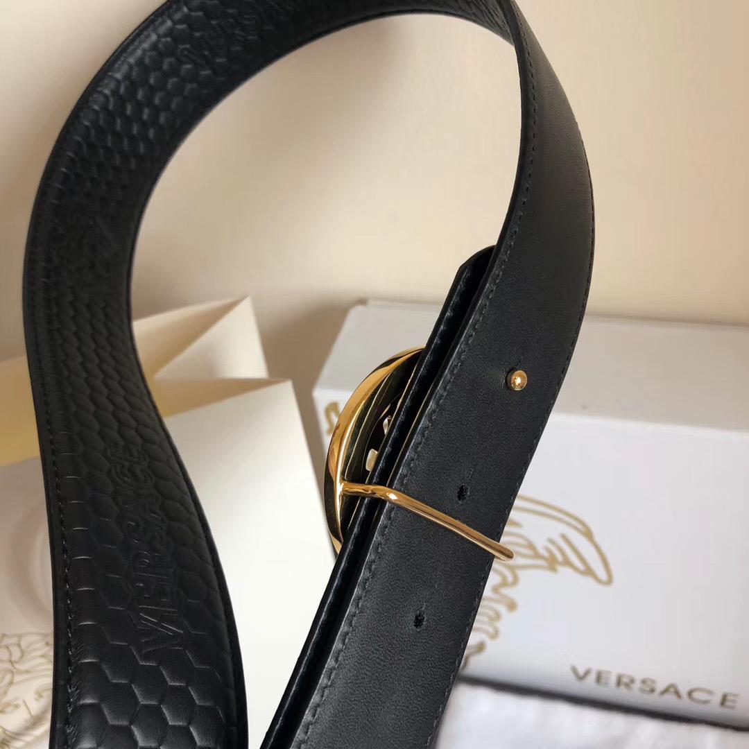 Thắt lưng nam Versace siêu cấp da sần khóa tròn mặt logo