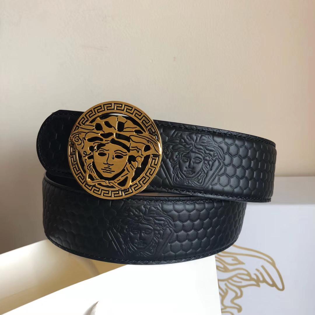 Thắt lưng nam Versace siêu cấp da sần khóa tròn mặt logo