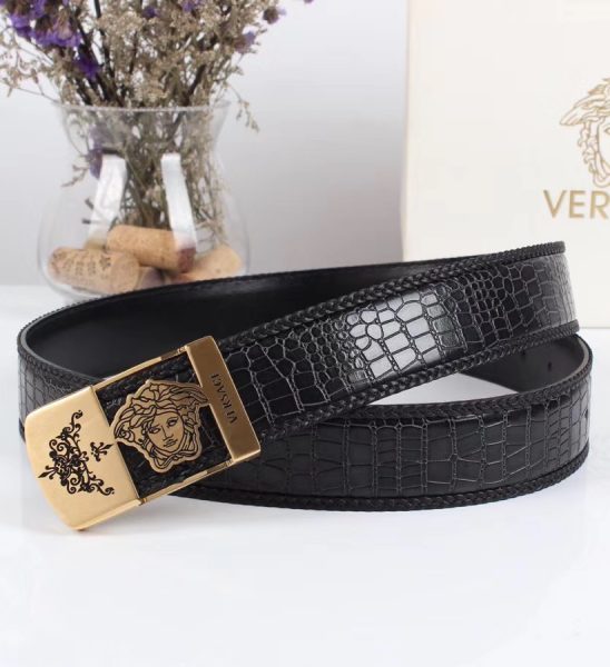 Thắt lưng nam Versace siêu cấp da vân mặt khóa logo chữ nhật