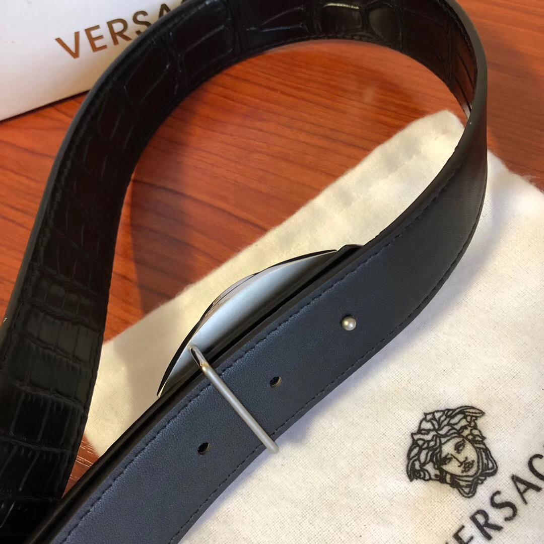 Thắt lưng nam Versace siêu cấp da vân mặt khóa logo