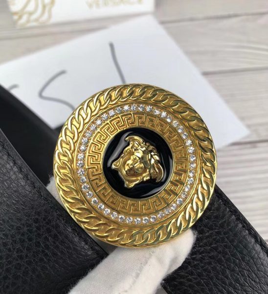 Thắt lưng nam Versace siêu cấp mặt khóa logo tròn