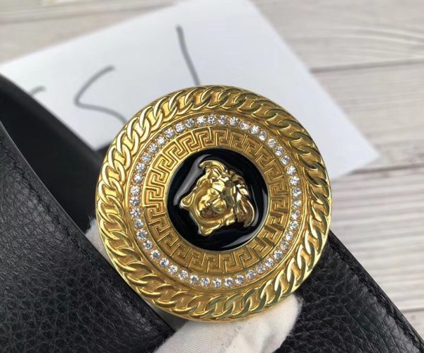 Thắt lưng nam Versace siêu cấp mặt khóa logo tròn