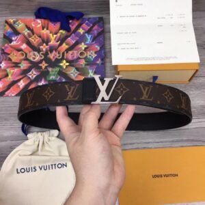 Thắt lưng nam Louis Vuitton like au họa tiết hoa nâu TLLV53