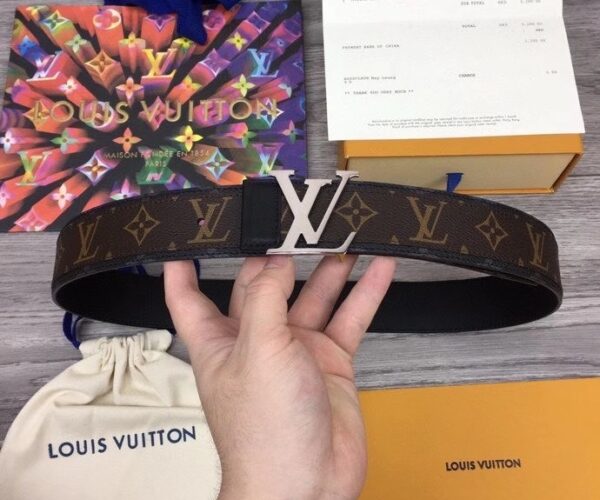 Thắt lưng nam Louis Vuitton like au họa tiết hoa nâu TLLV53